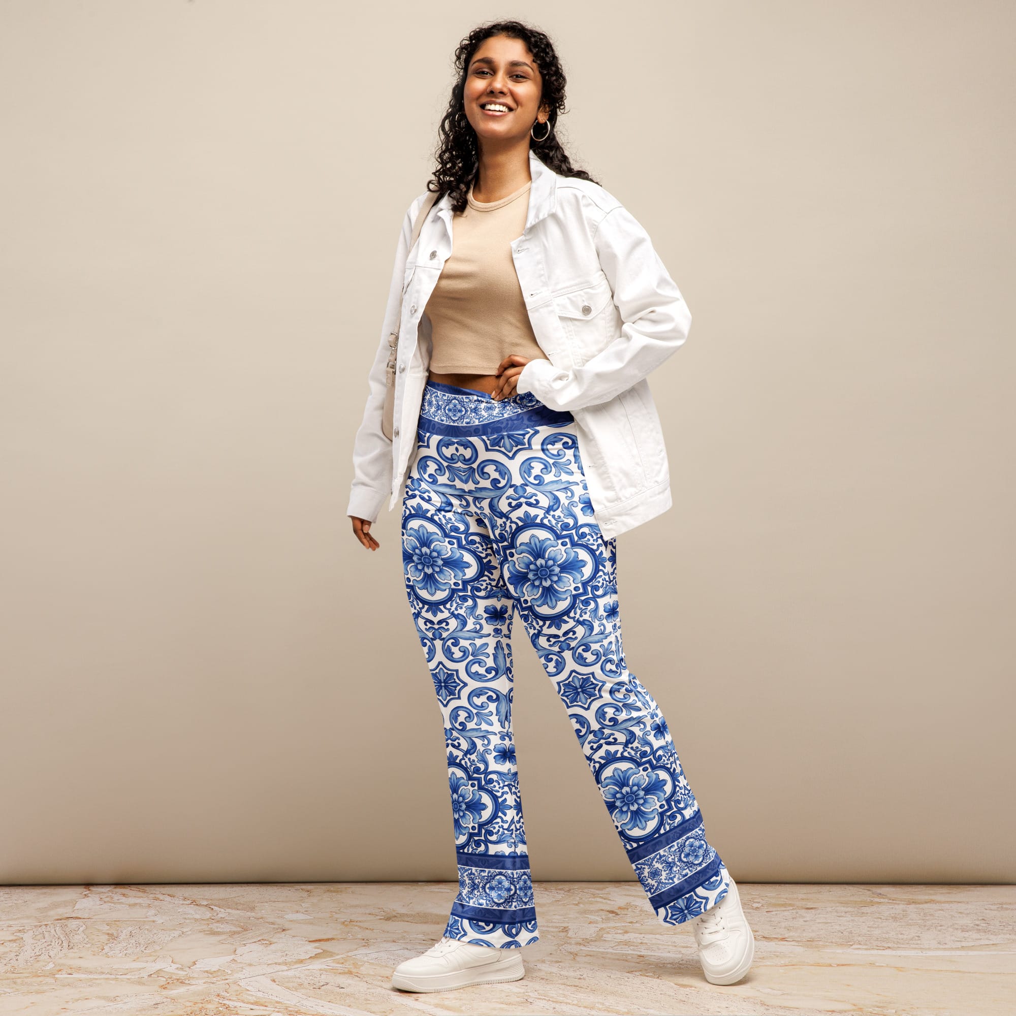Blue Majolica Flare Leggings