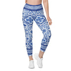 Blue Majolica Leggings With Pockets