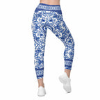 Blue Majolica Leggings With Pockets