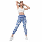 Blue Majolica Leggings With Pockets