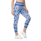 Blue Majolica Leggings With Pockets