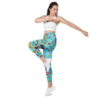 Blue Pop Art Pattern Leggings With Pockets