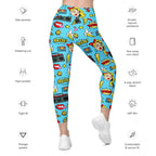 Blue Pop Art Pattern Leggings With Pockets