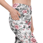 Blush Floral Crossover Leggings With Pockets