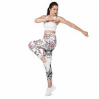Blush Floral Crossover Leggings With Pockets