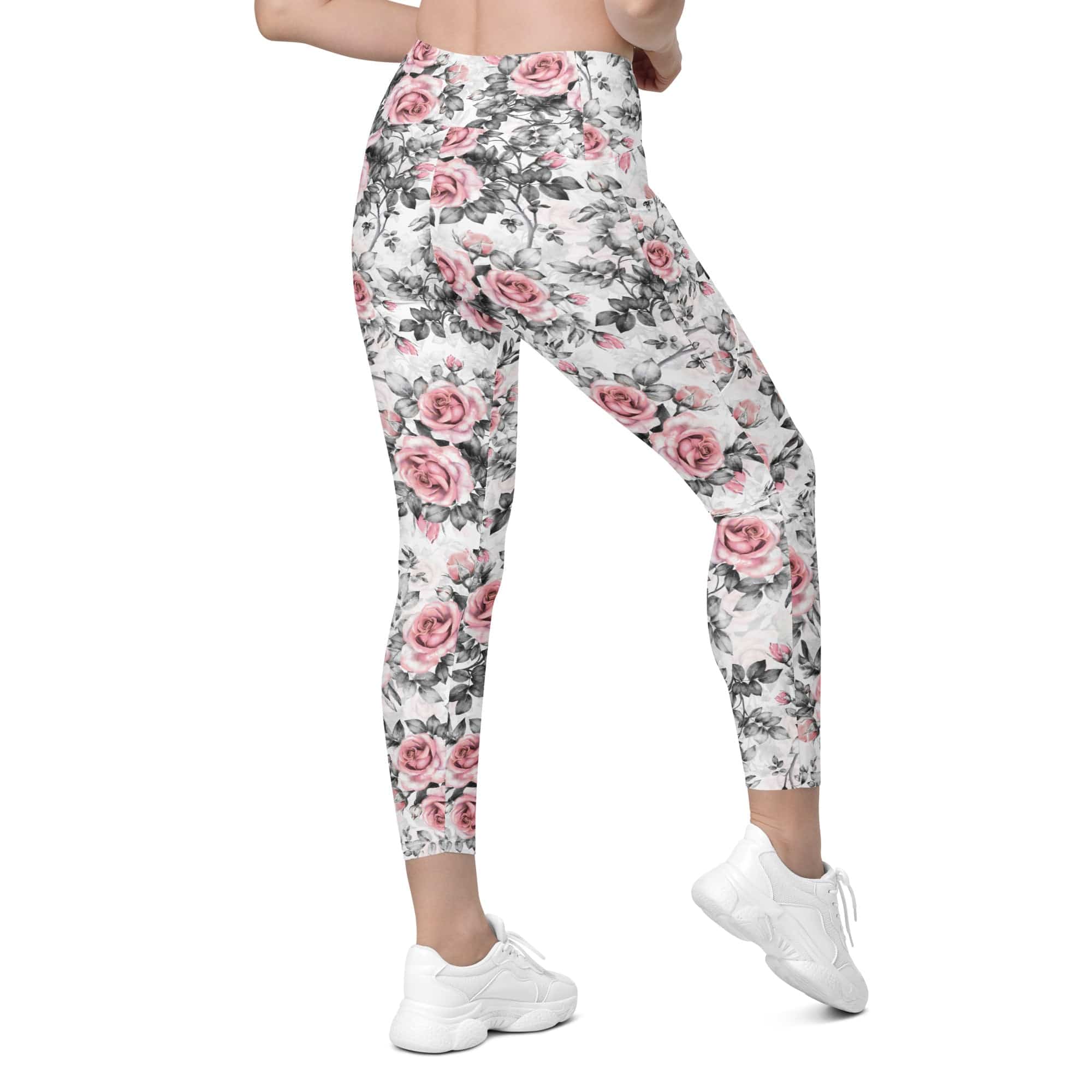 Blush Floral Leggings With Pockets