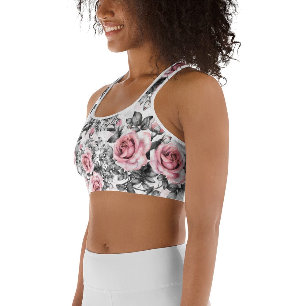 Blush Floral Sports Bra