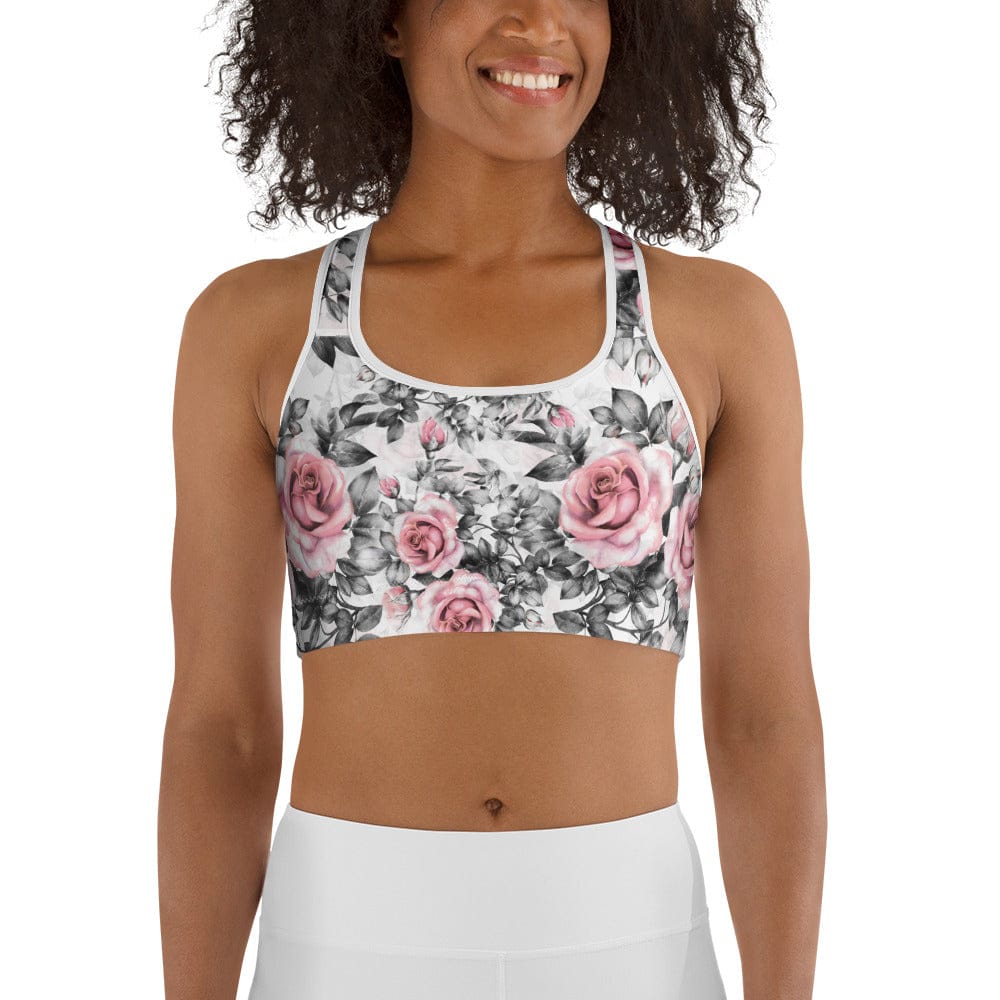 Blush Floral Sports Bra