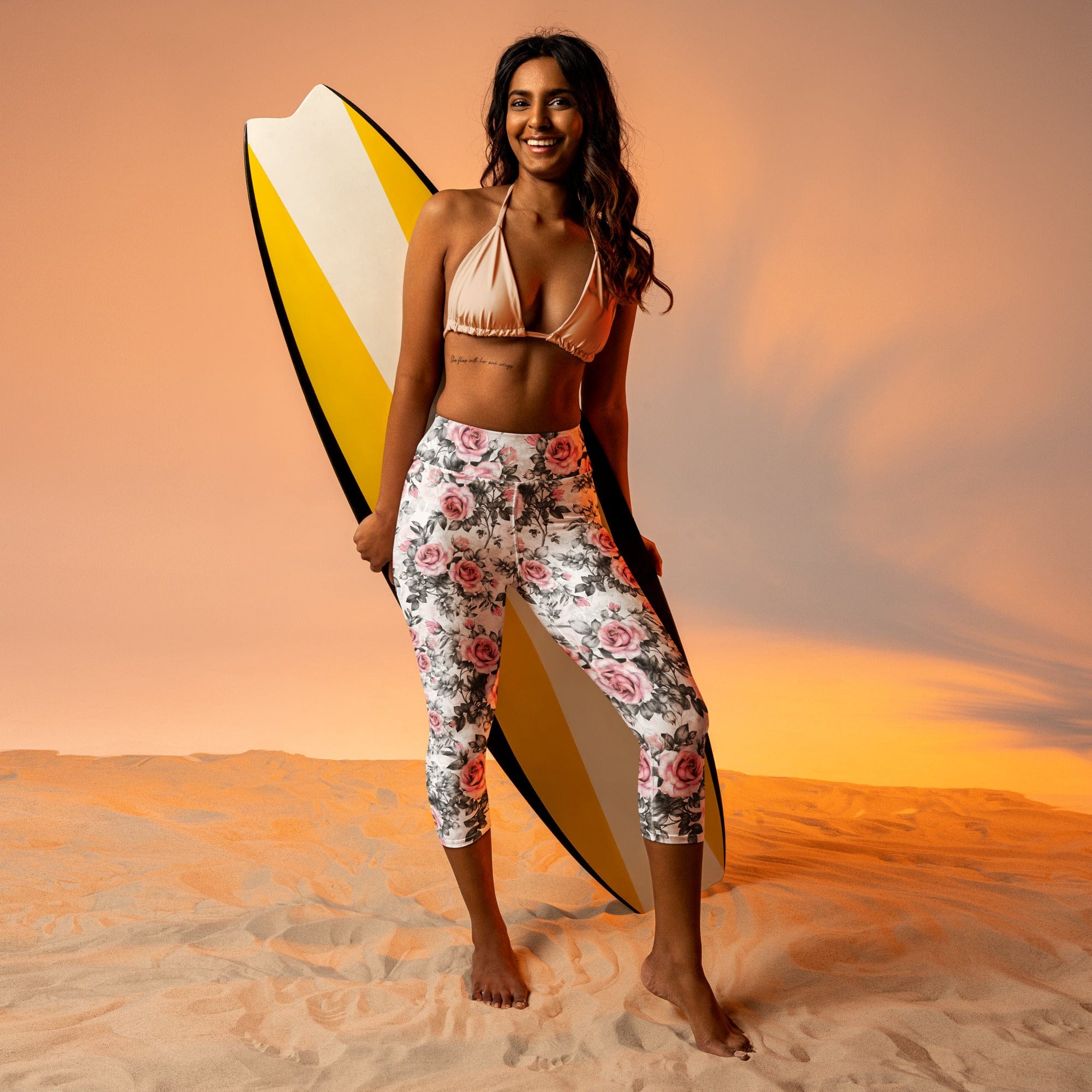 Blush Floral Yoga Capris