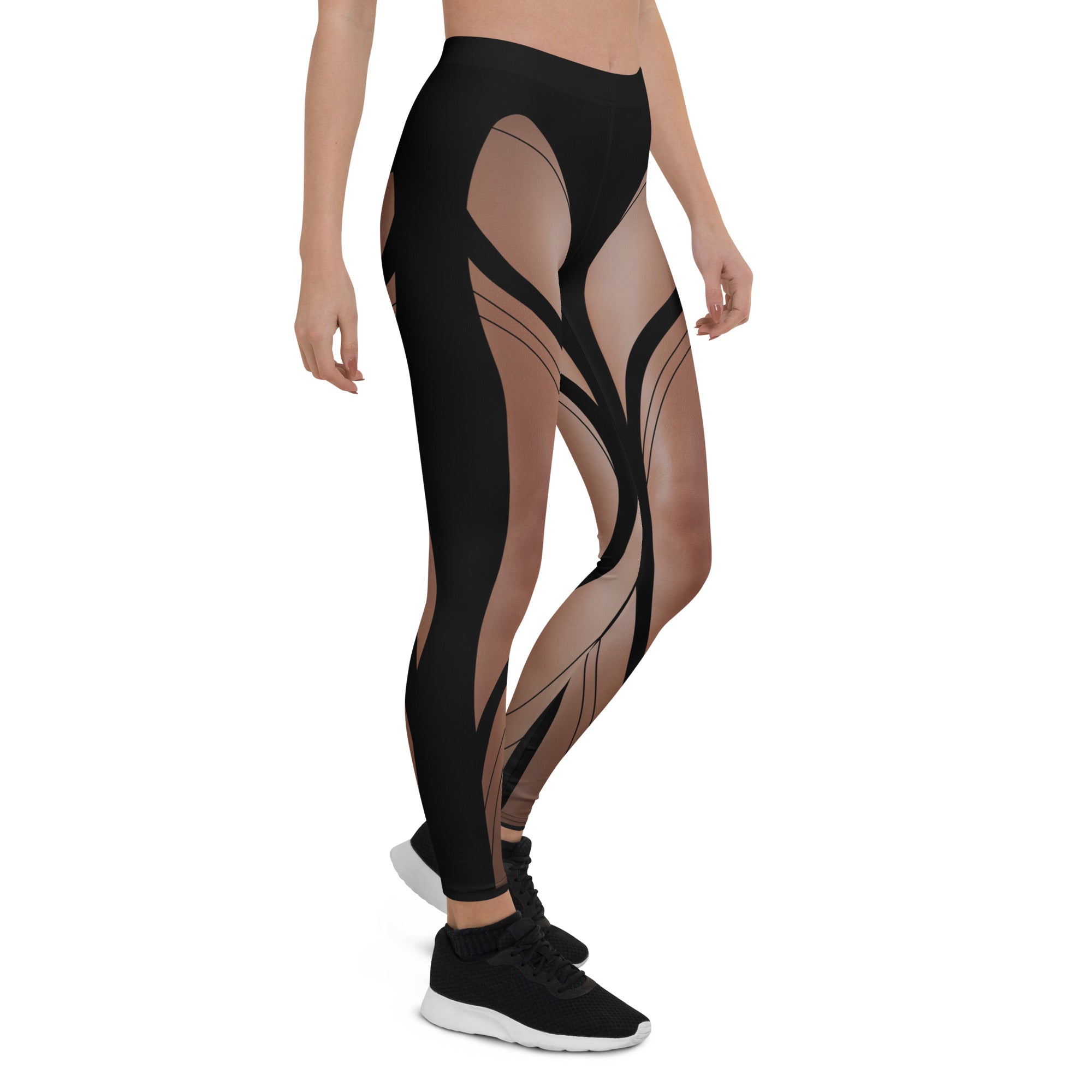 Women's Nude Sports Leggings Skin Tight With BS Print