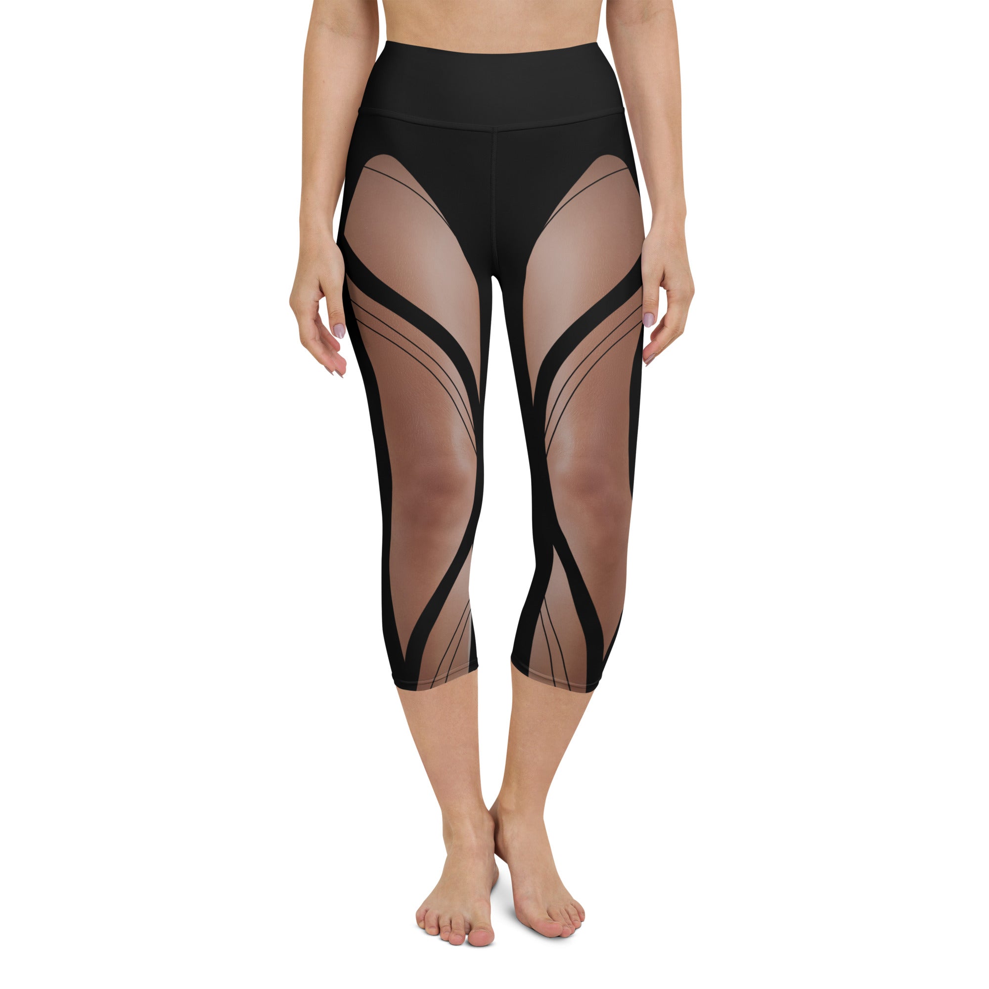 Bold Naked Leg Print Yoga Capris