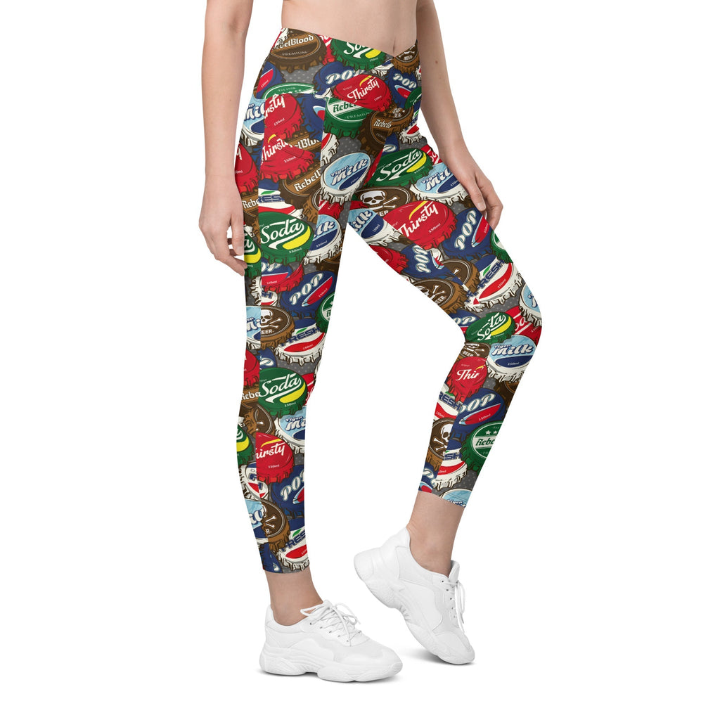 Bottle Caps Crossover Leggings With Pockets
