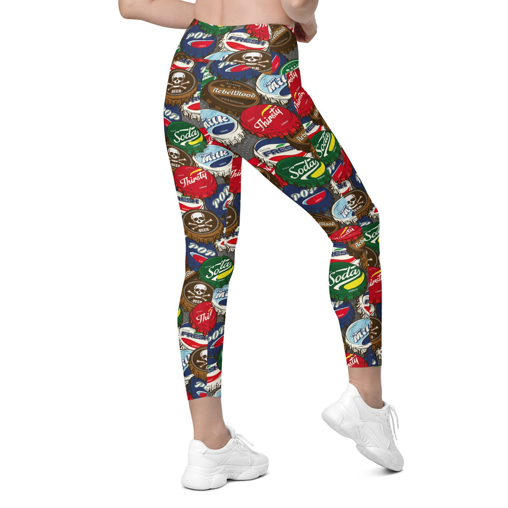 Bottle Caps Crossover Leggings With Pockets