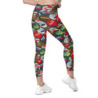 Bottle Caps Crossover Leggings With Pockets