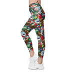 Bottle Caps Crossover Leggings With Pockets