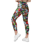 Bottle Caps Crossover Leggings With Pockets