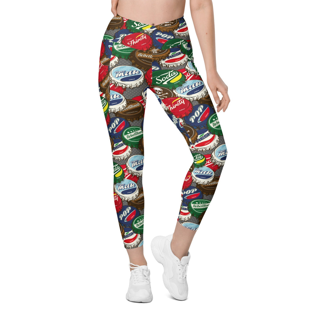 Bottle Caps Crossover Leggings With Pockets