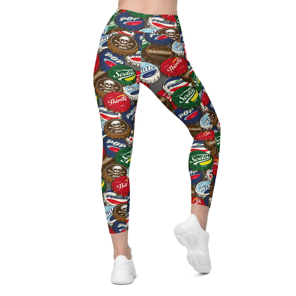 Bottle Caps Crossover Leggings With Pockets