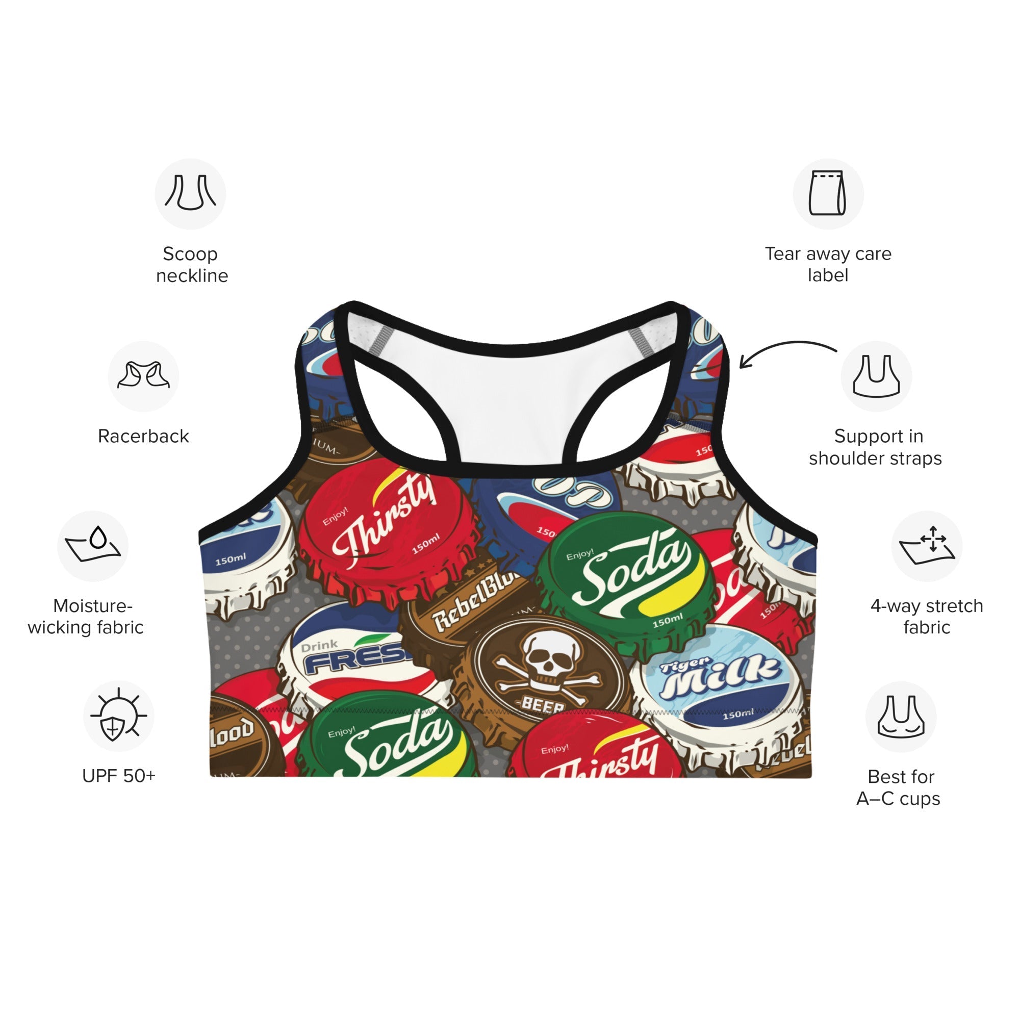 Bottle Caps Sports Bra