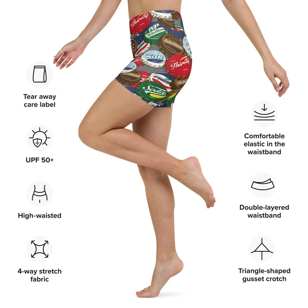 Bottle Caps Yoga Shorts