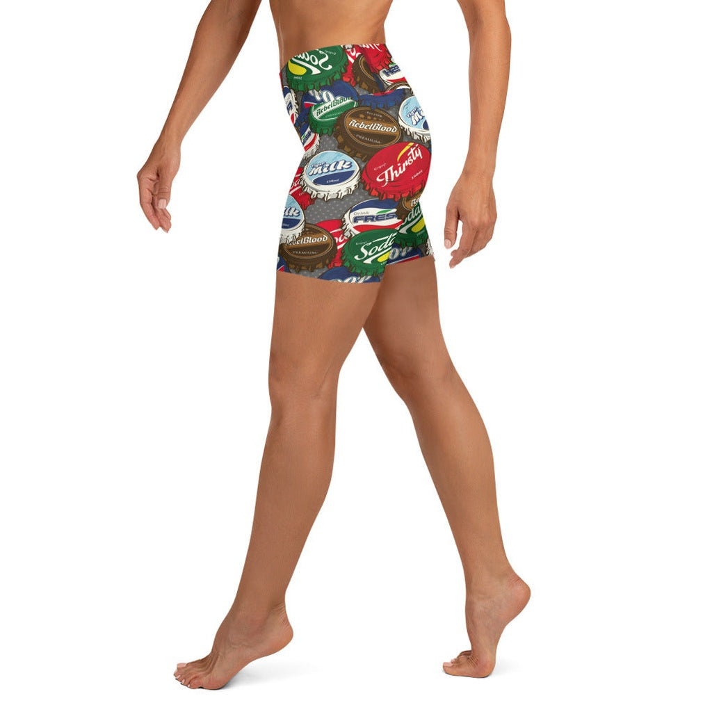 Bottle Caps Yoga Shorts