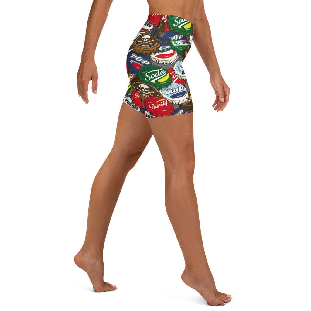 Bottle Caps Yoga Shorts