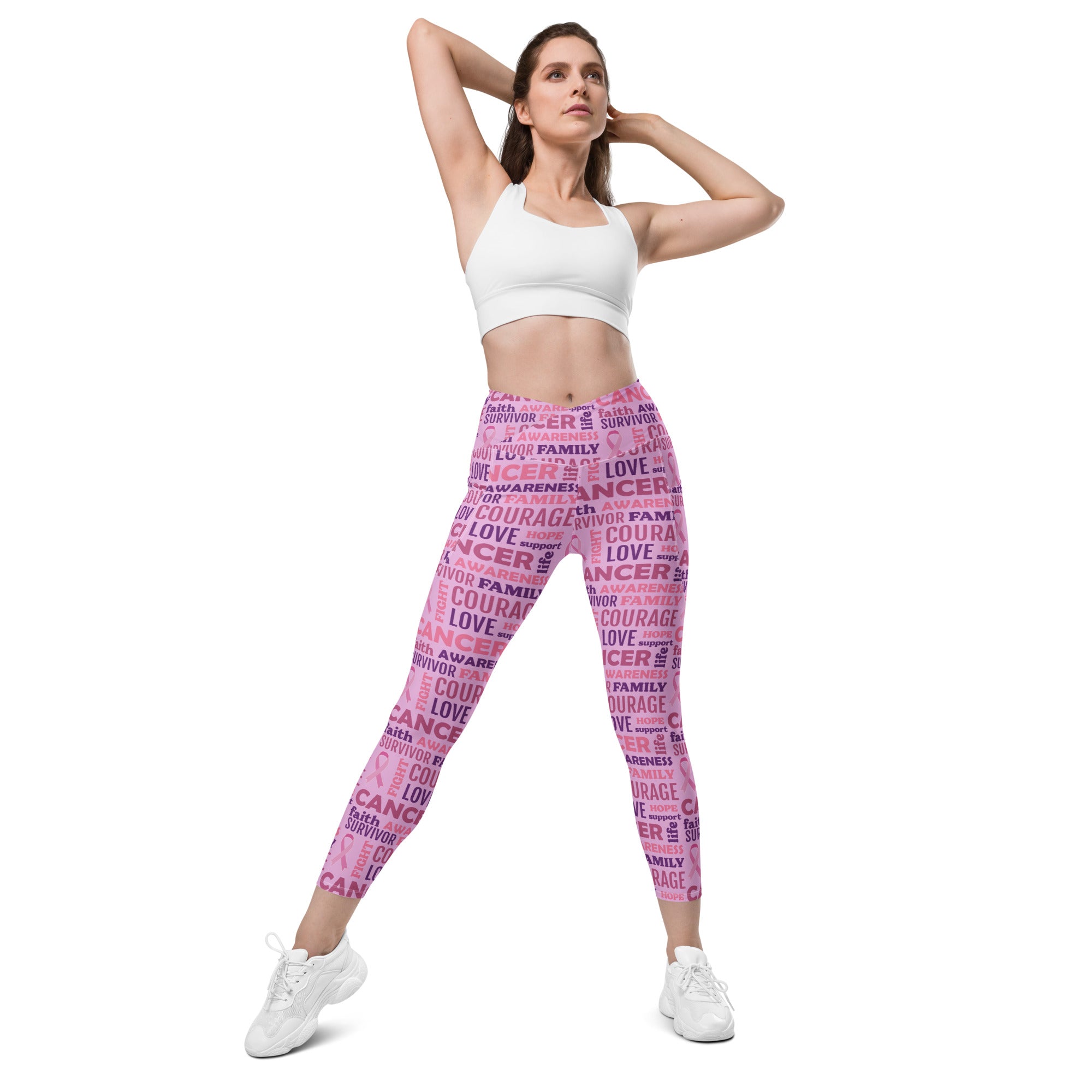 Breast Cancer Awareness Crossover Leggings With Pockets