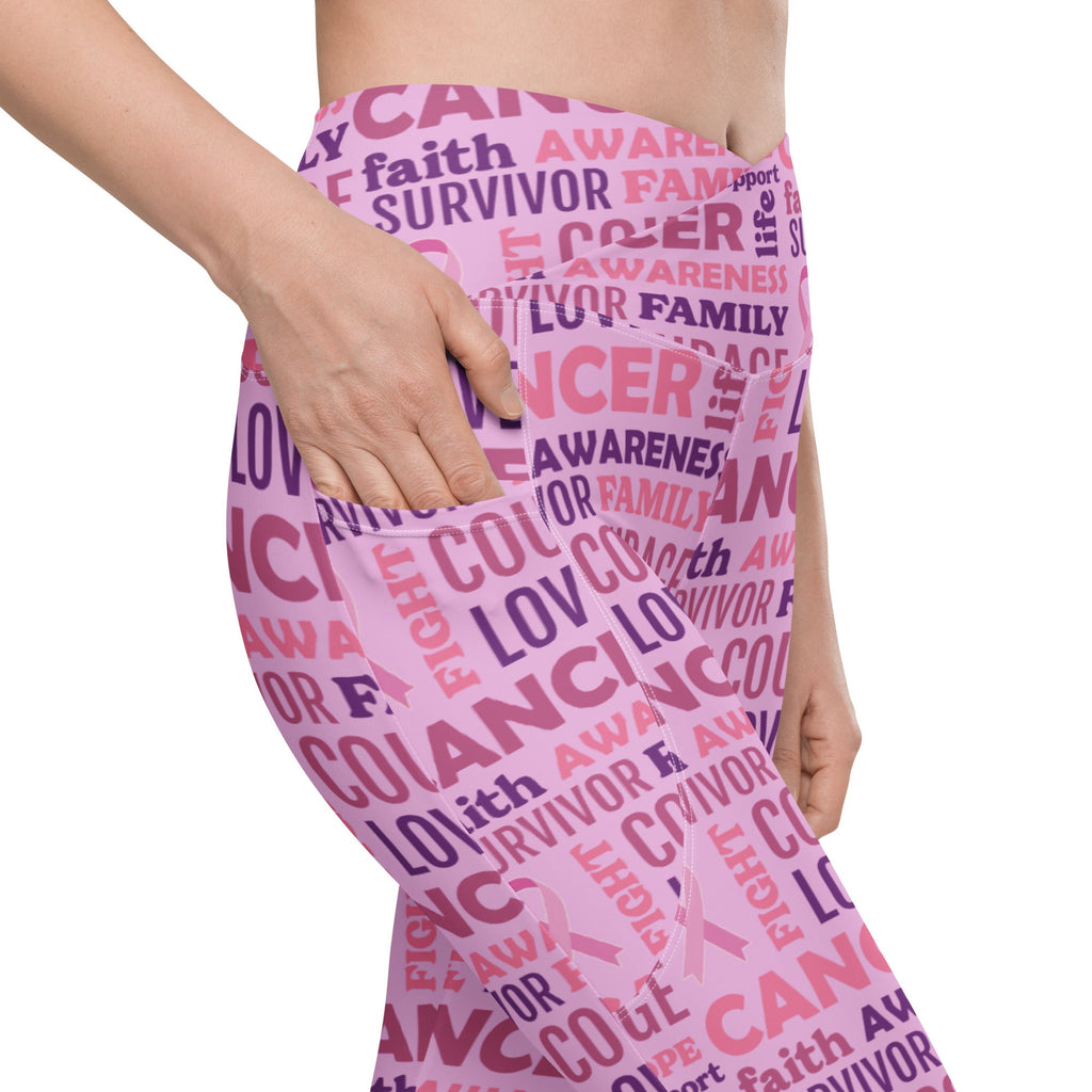 Breast Cancer Awareness Crossover Leggings With Pockets