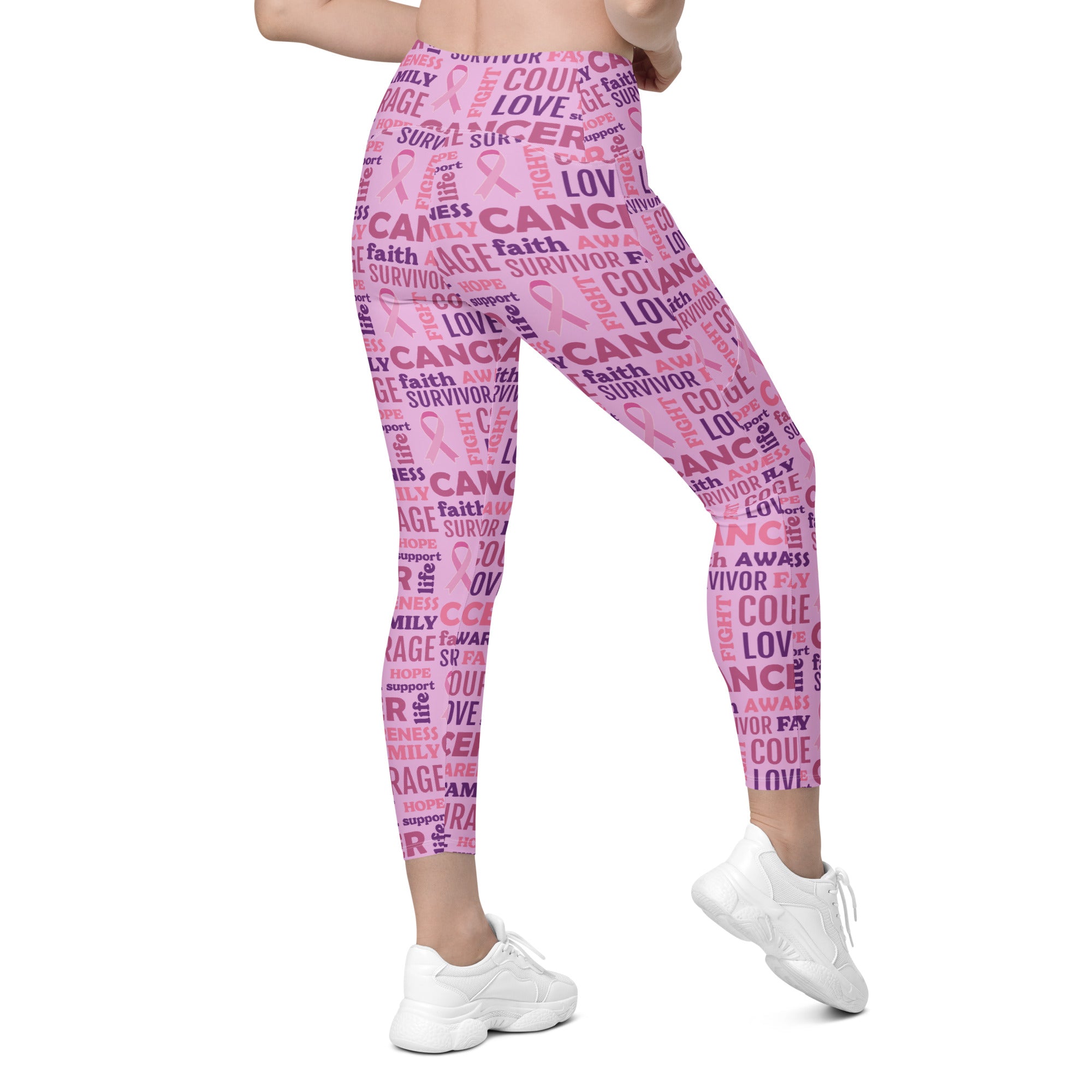 Breast Cancer Awareness Crossover Leggings With Pockets