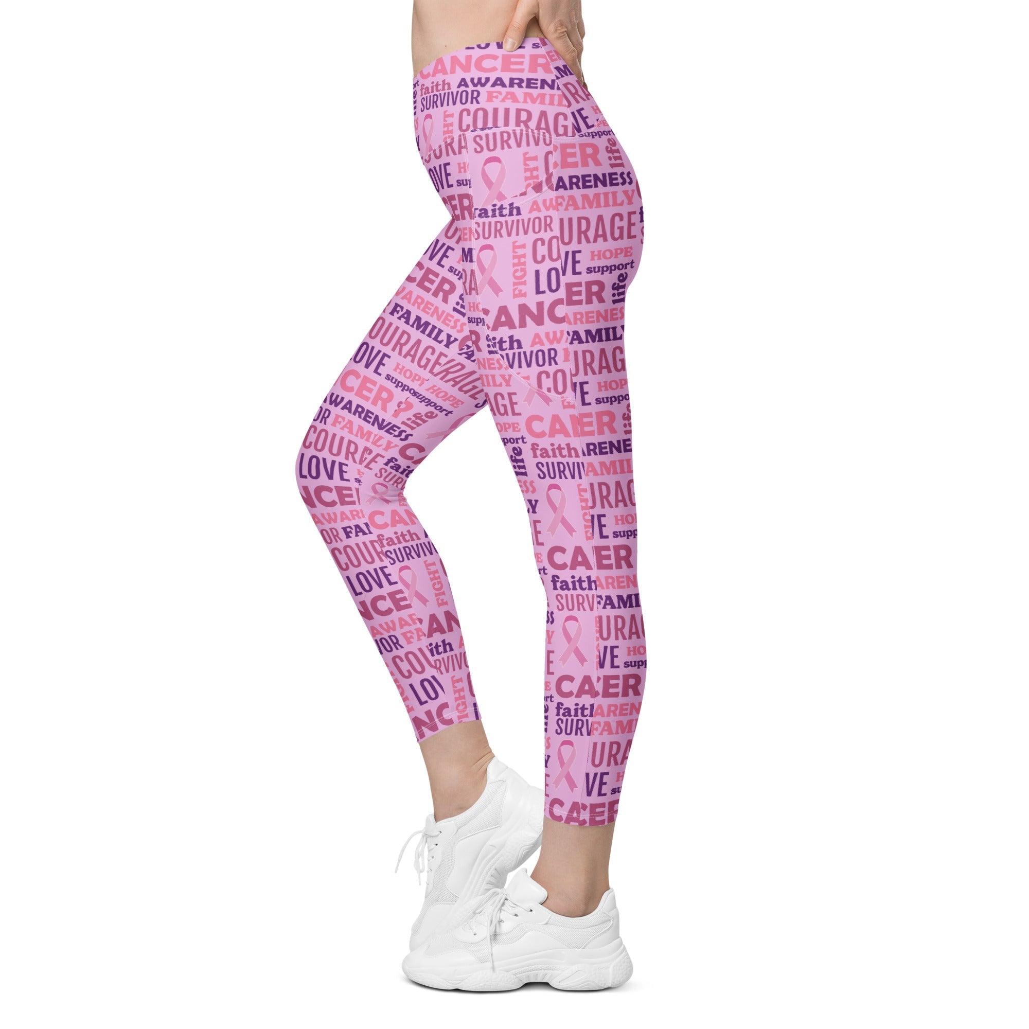 Breast Cancer Awareness Crossover Leggings With Pockets