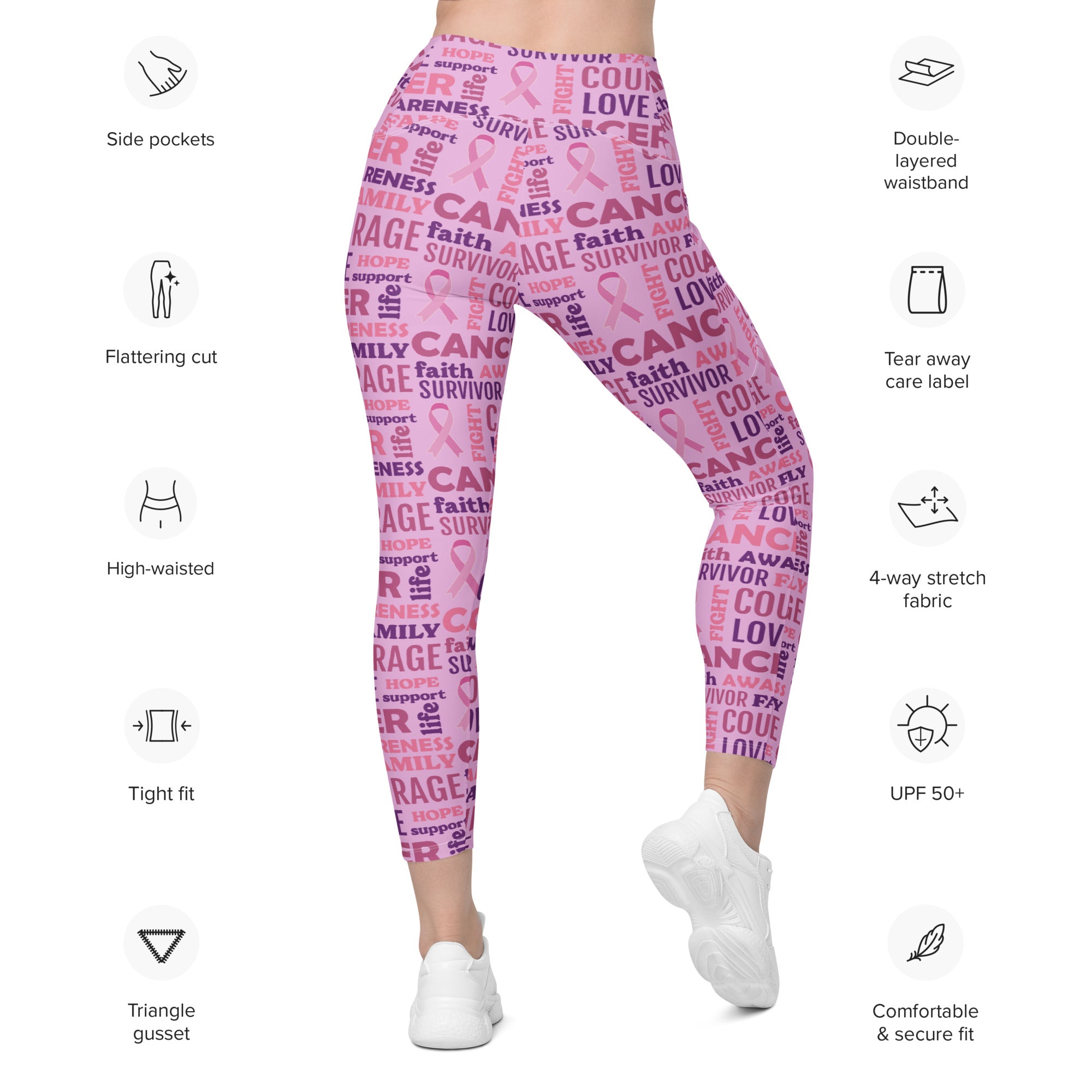 Breast Cancer Awareness Leggings With Pockets