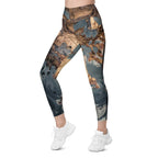 Bronze Marble Print Leggings With Pockets