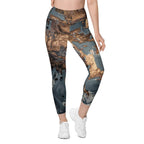 Bronze Marble Print Leggings With Pockets