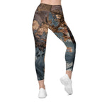 Bronze Marble Print Leggings With Pockets