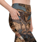 Bronze Marble Print Leggings With Pockets