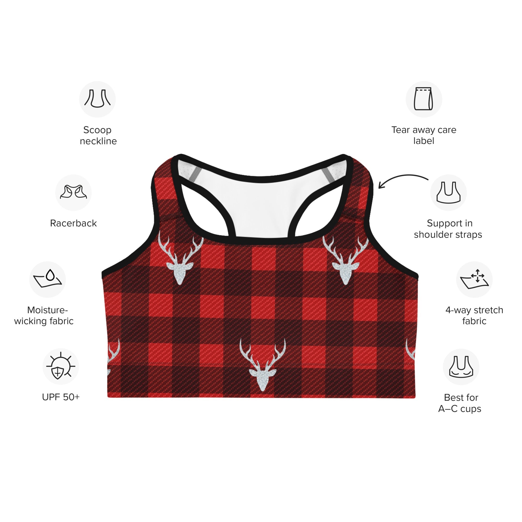 Buffalo Reindeer Print Sports Bra