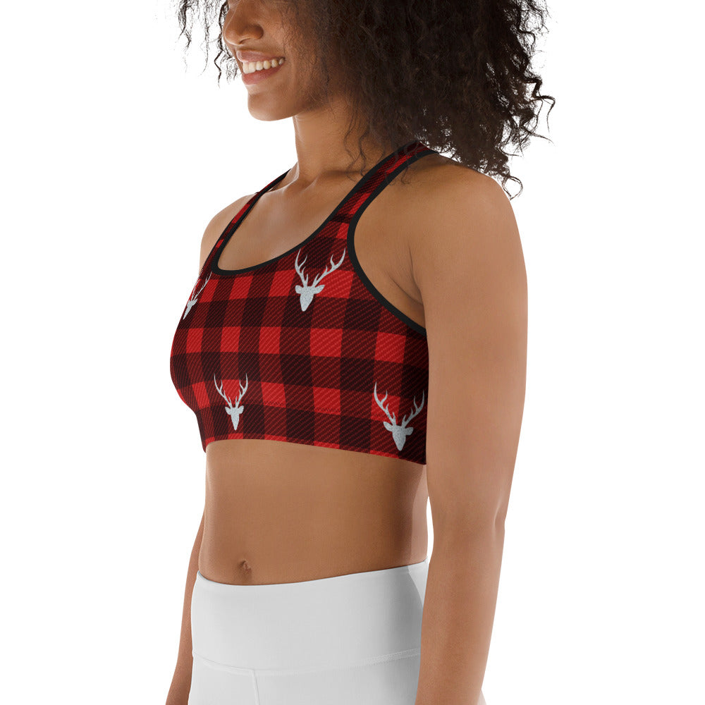 Buffalo Reindeer Print Sports Bra