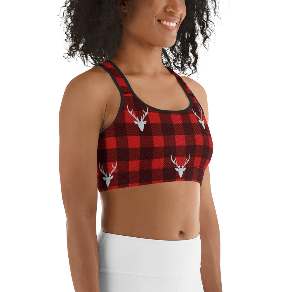 Buffalo Reindeer Print Sports Bra