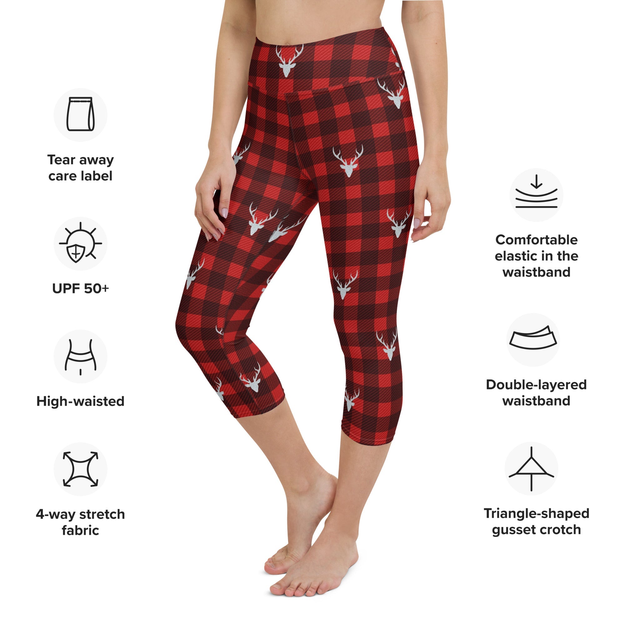 Buffalo Reindeer Print Yoga Capris