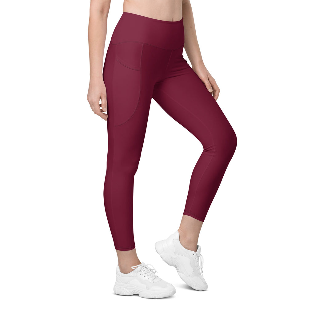 Burgundy Wine Leggings With Pockets