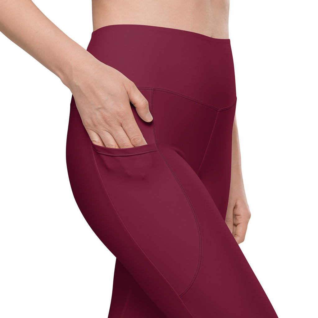 Burgundy Wine Leggings With Pockets