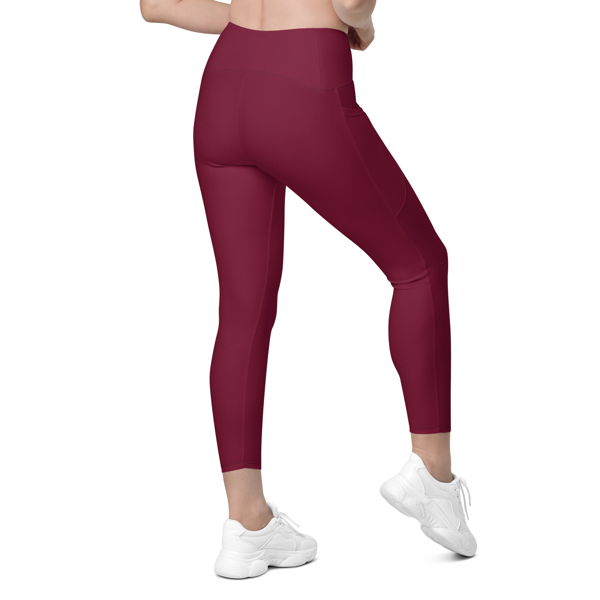 Burgundy Wine Leggings With Pockets