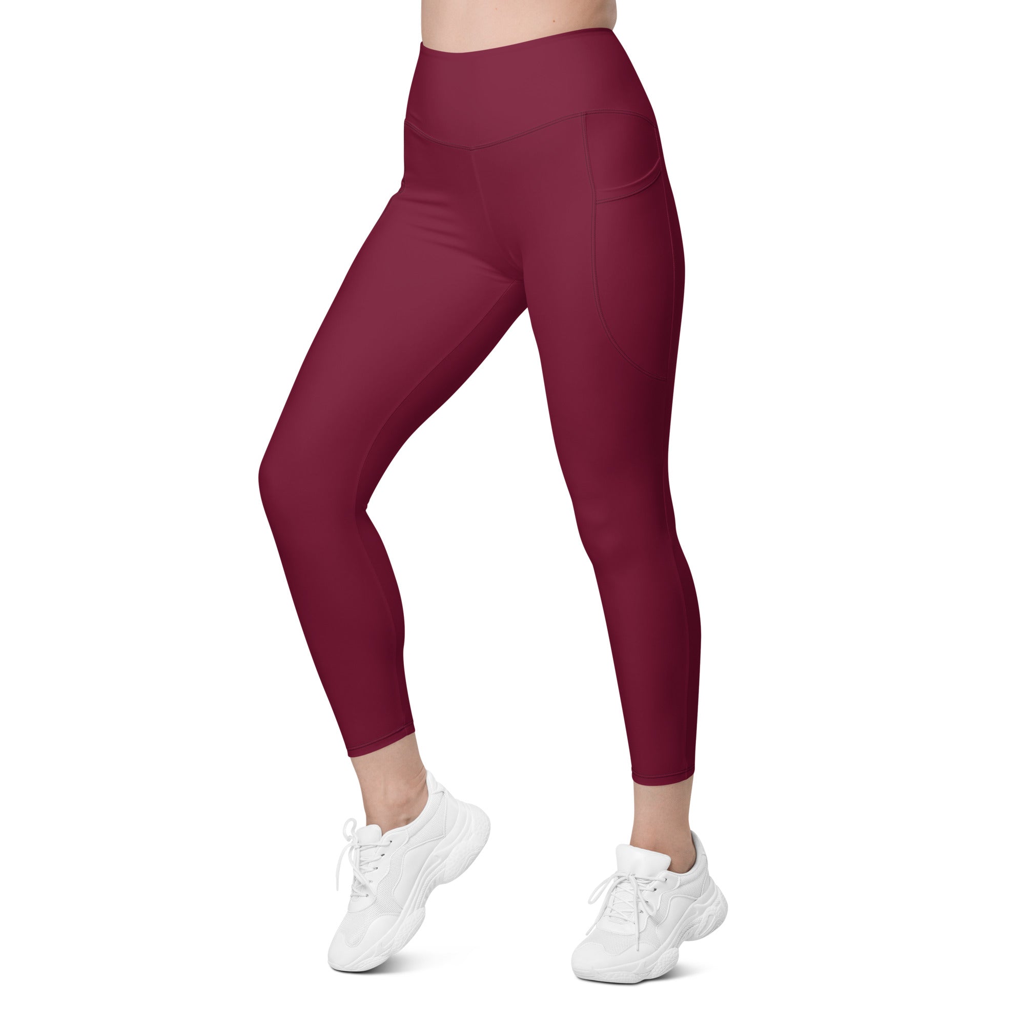 Burgundy Wine Leggings With Pockets