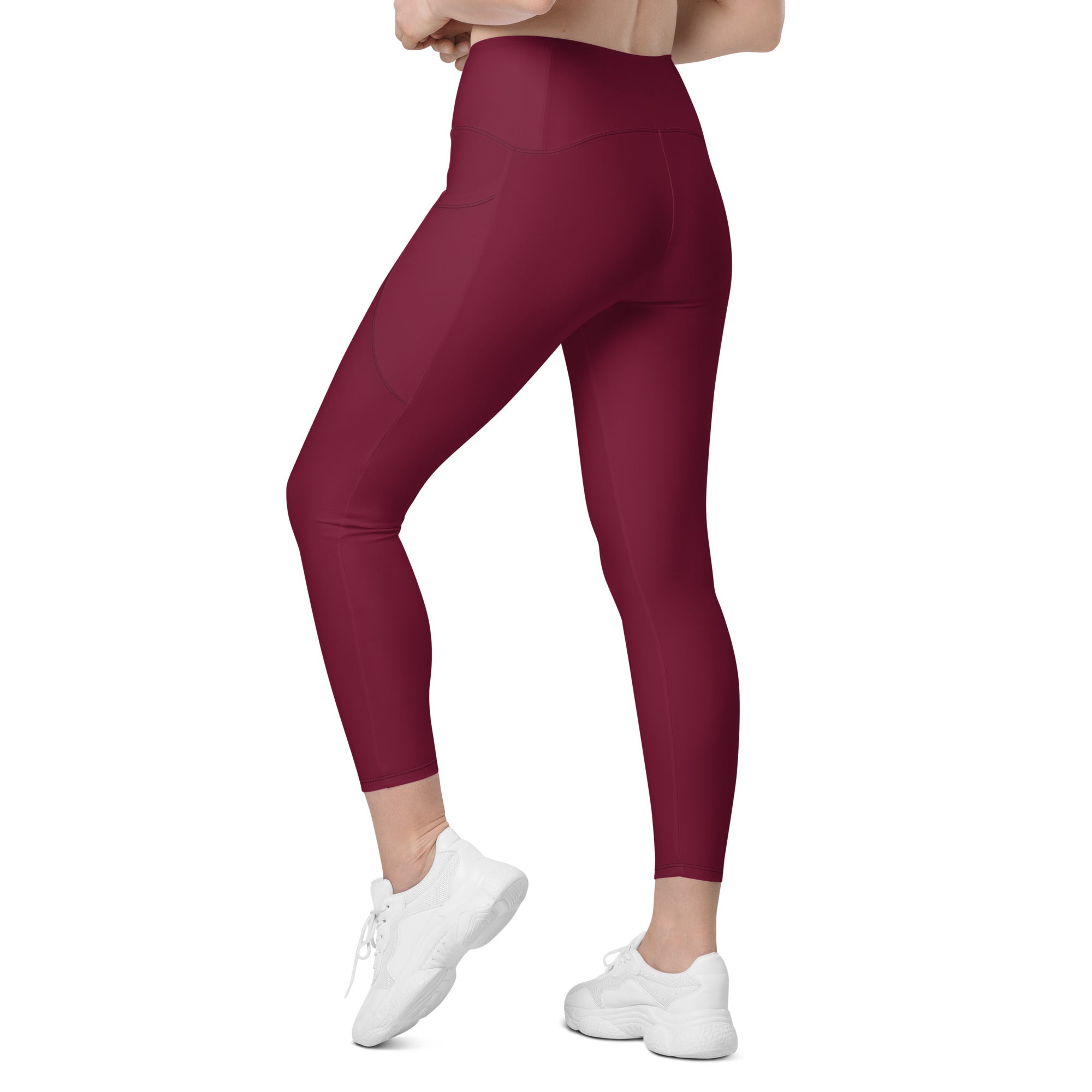 Burgundy Wine Leggings With Pockets