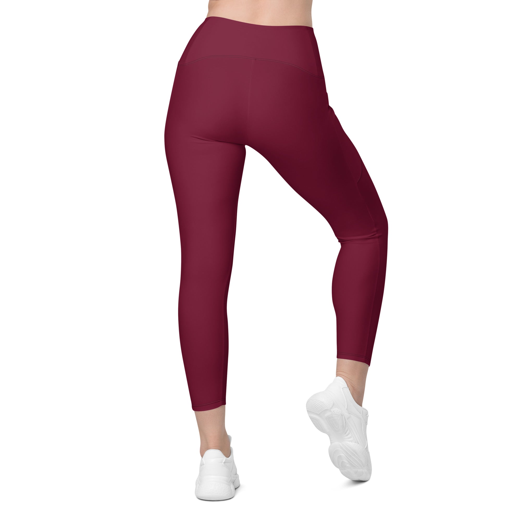 Burgundy Wine Leggings With Pockets