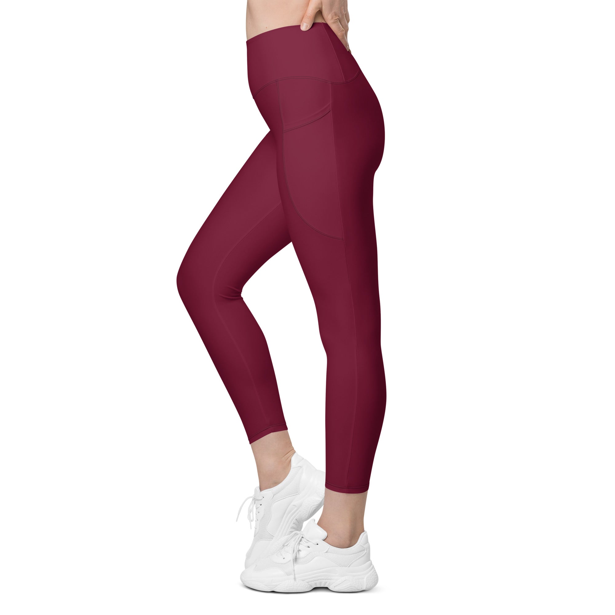 Burgundy Wine Leggings With Pockets