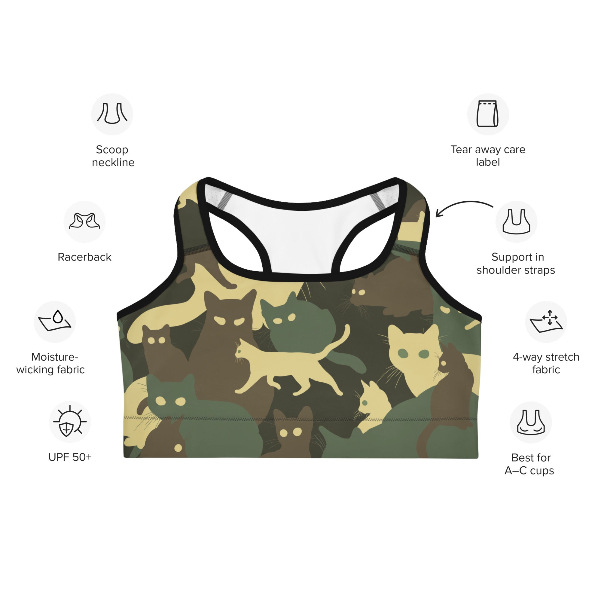 Camo Kitties Sports Bra
