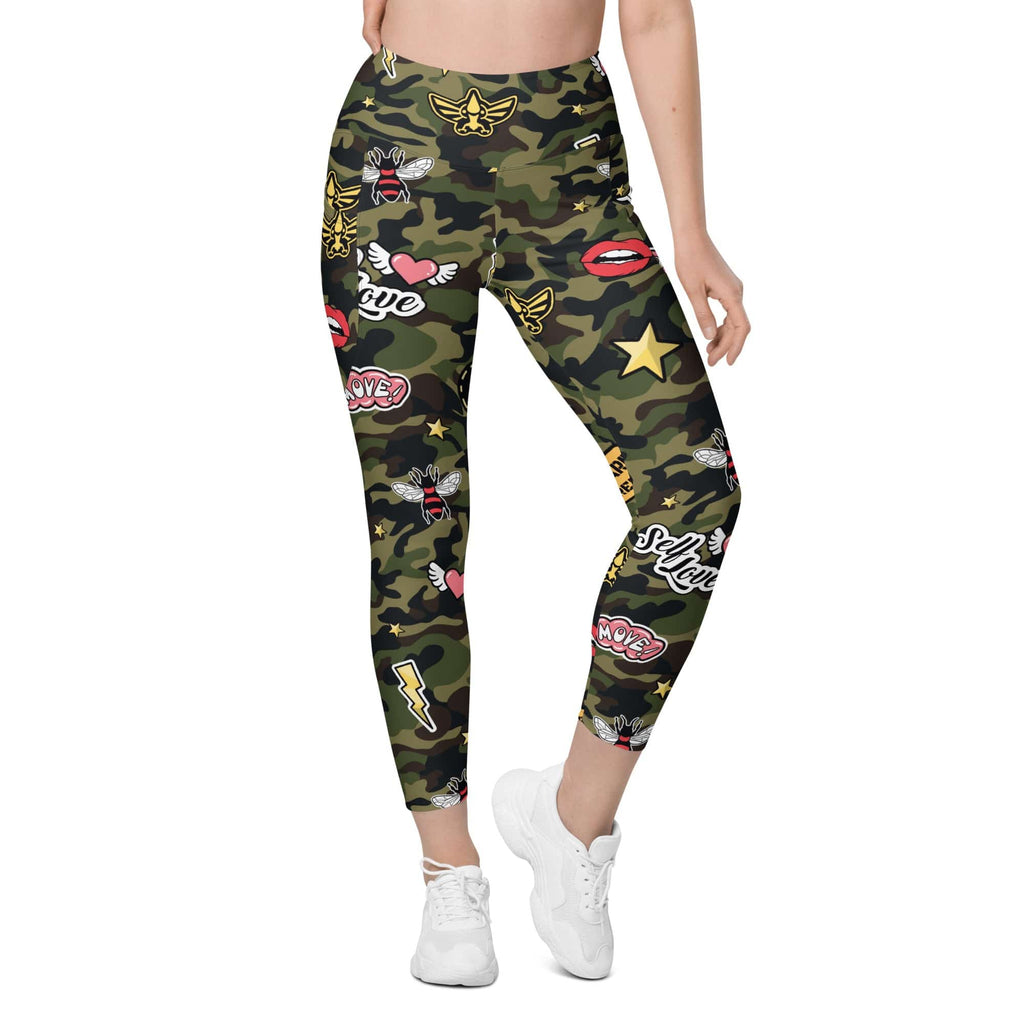 Camo Patch Leggings With Pockets