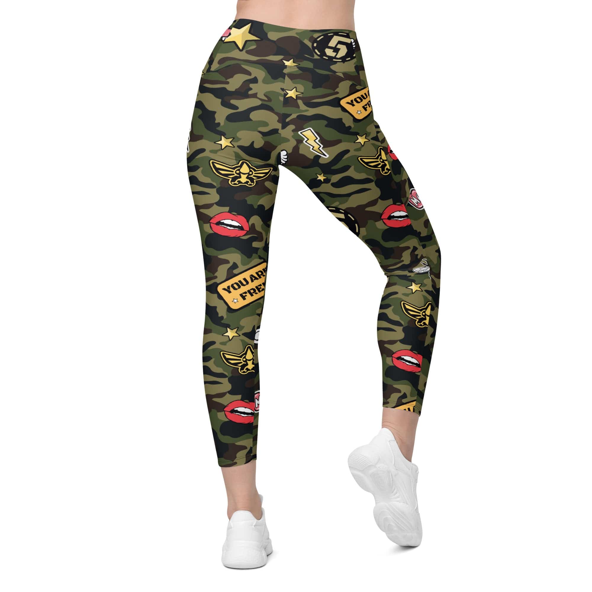 Camo Patch Leggings With Pockets