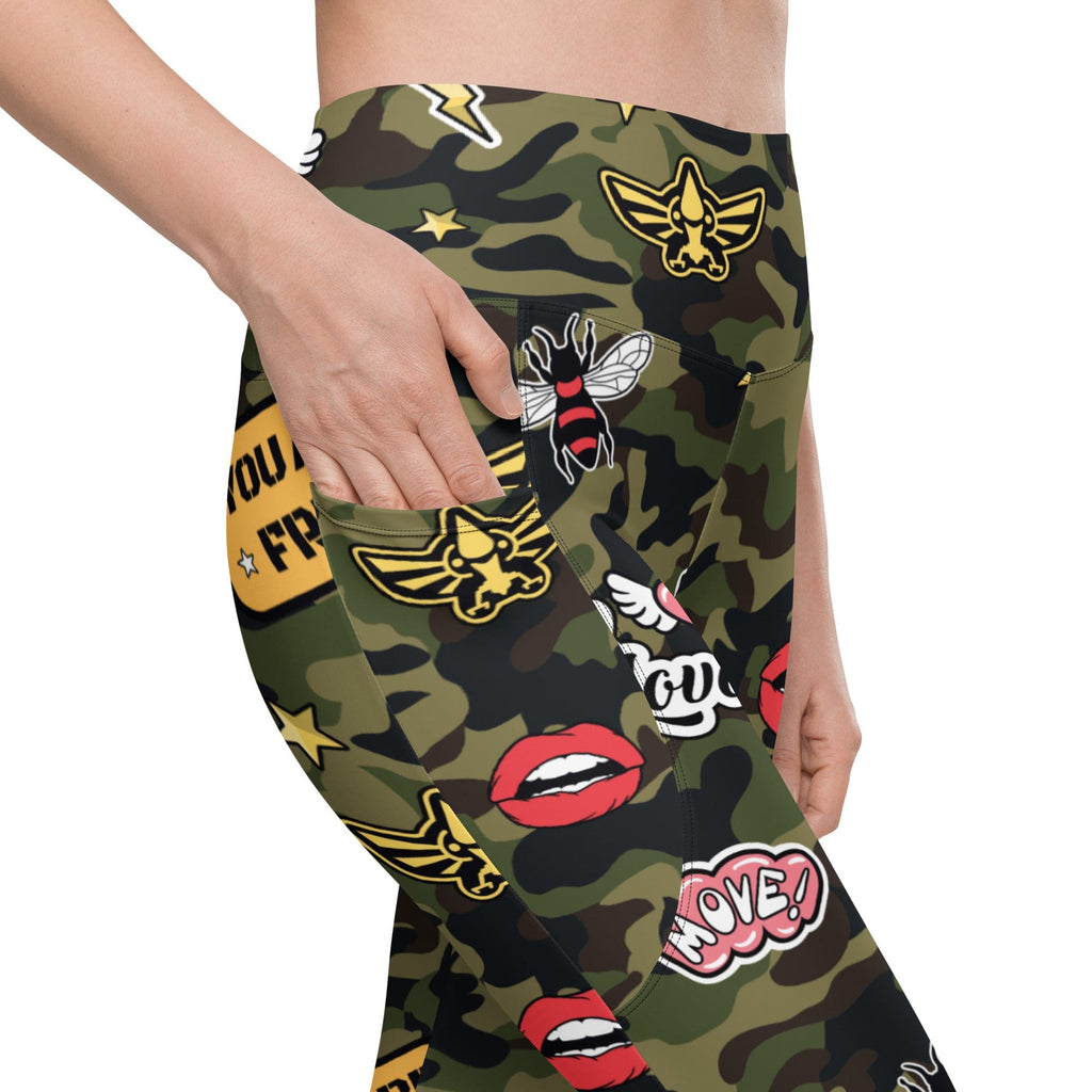 Camo Patch Leggings With Pockets